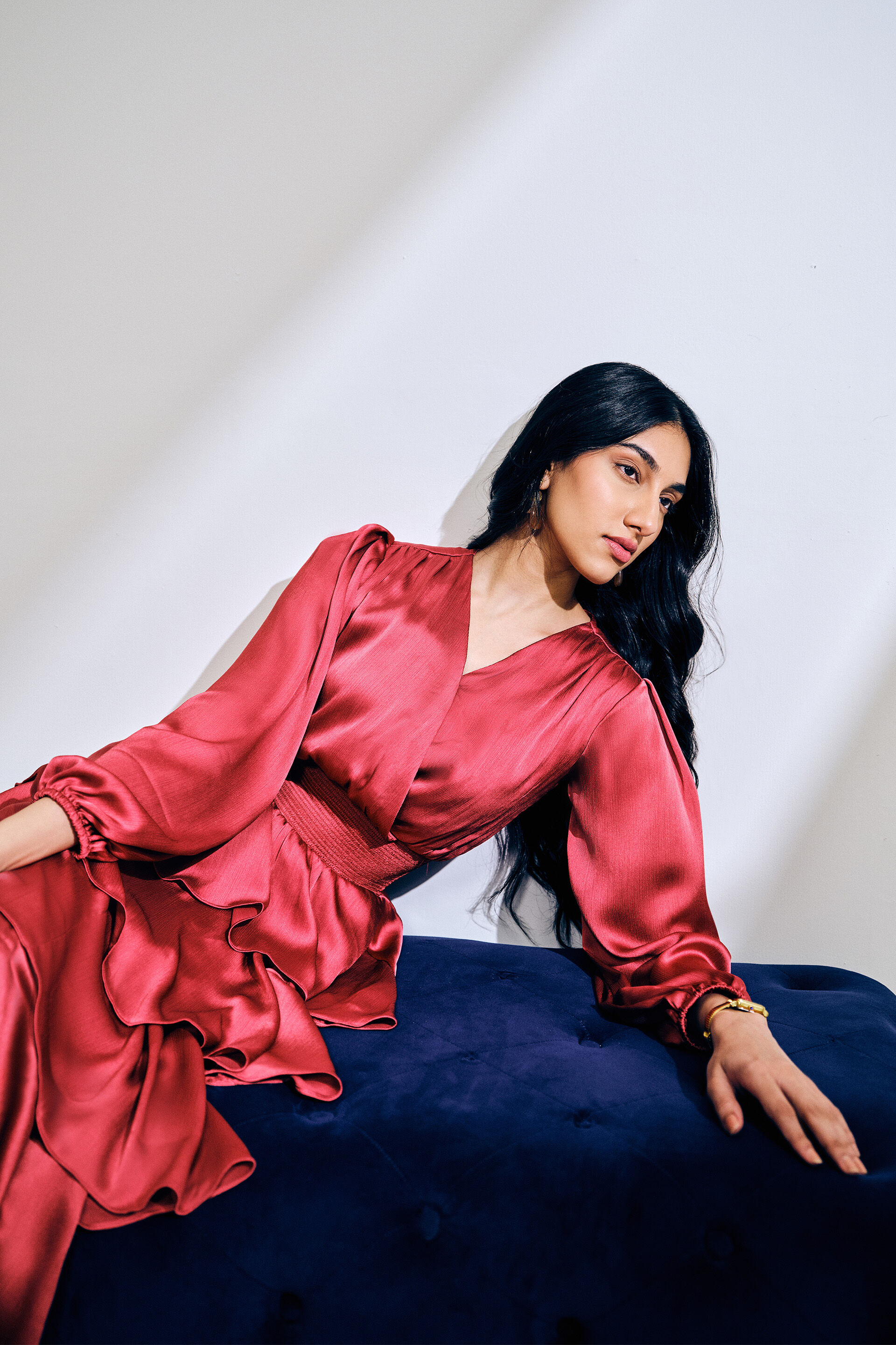 Rose Petal Cascade Dress, Rosewood, image 5